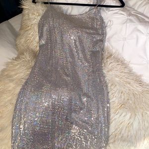 Olive Tree Strapy Silver Party Dress